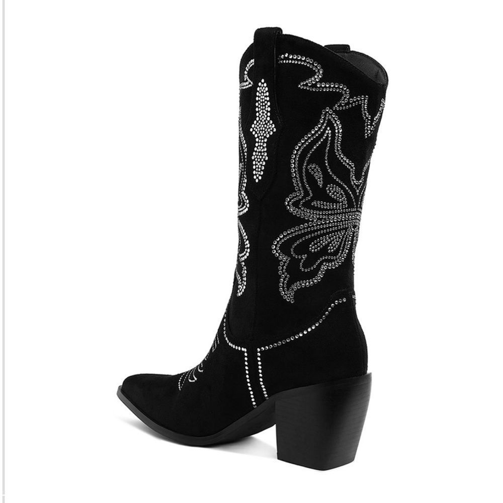 Black Embellished Western Boots - Picture 5 of 7